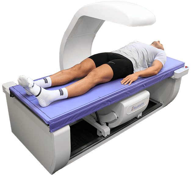 A customer on one of our DEXA scanners