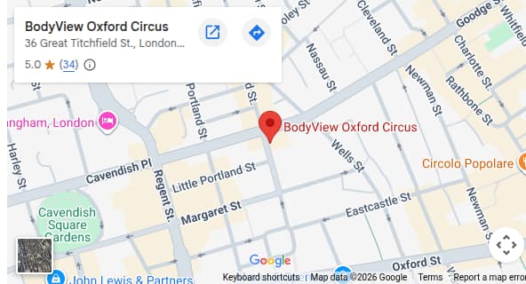 Map preview for BodyView Oxford Circus