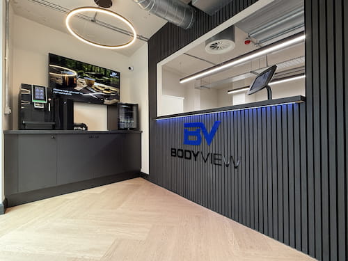 The reception desk and drinks facilities
