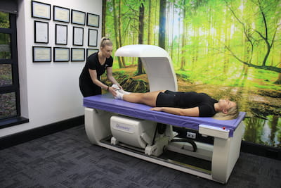 A customer having a DEXA scan