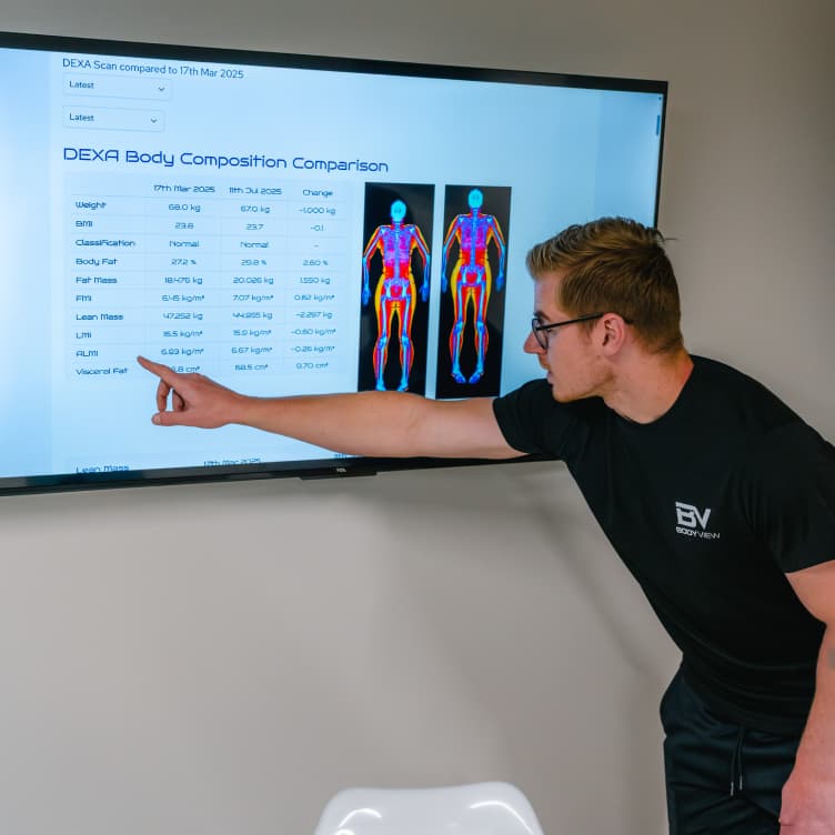 DEXA Spine Scan results displayed on screen