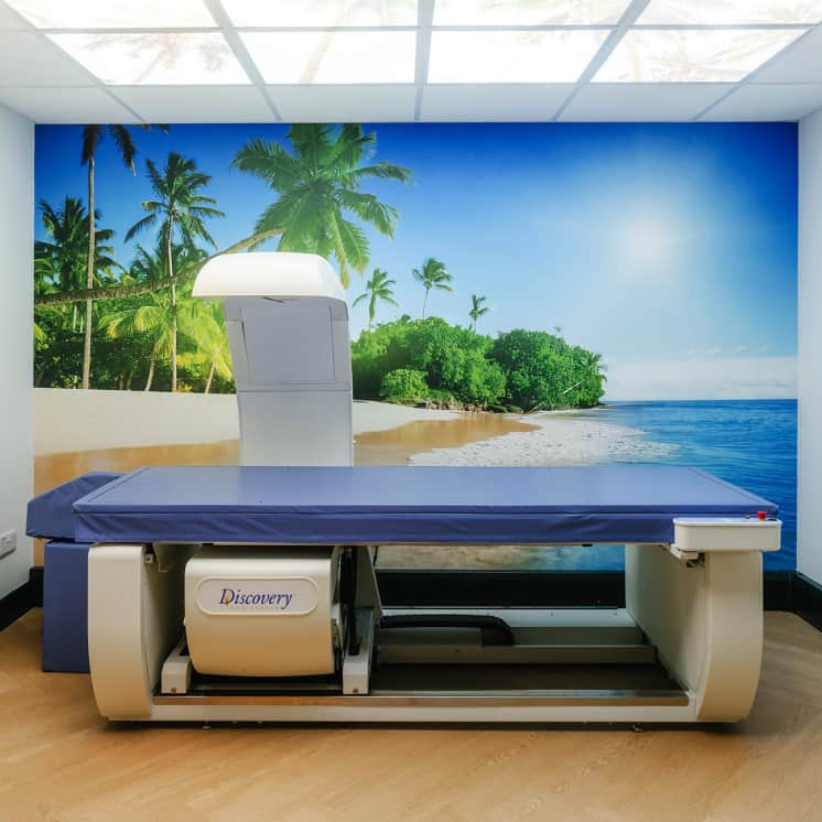 DEXA scanning room with Discovery machine