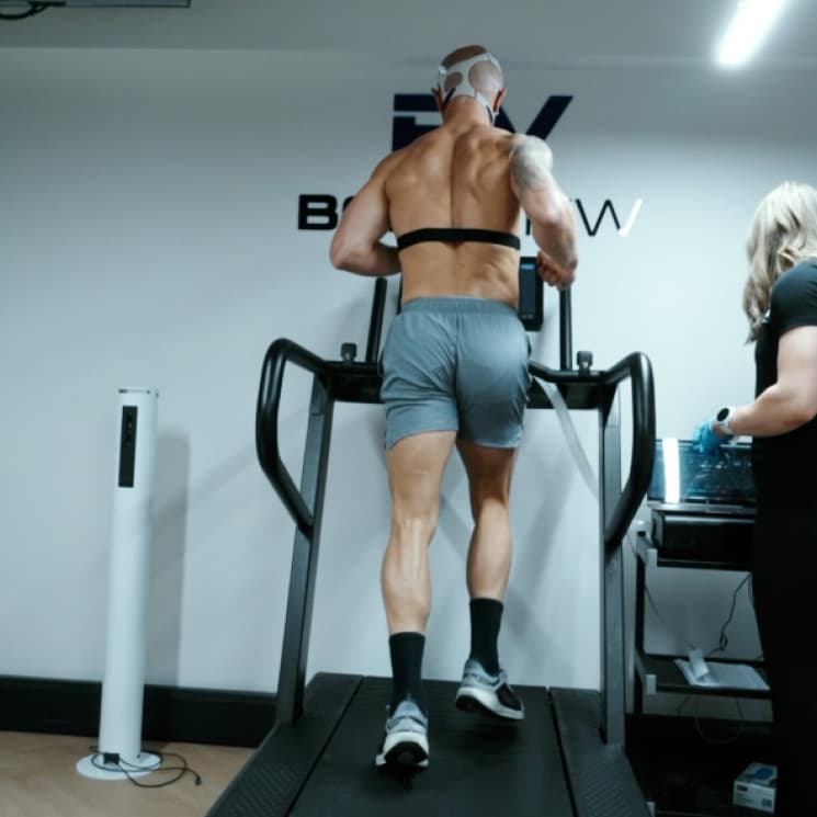 Athlete on treadmill during VO2 Max test at BodyView