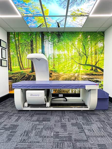 DEXA body composition scan being performed