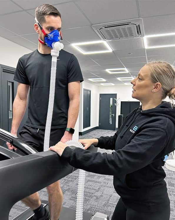 VO2 Max test being performed on stationary bike